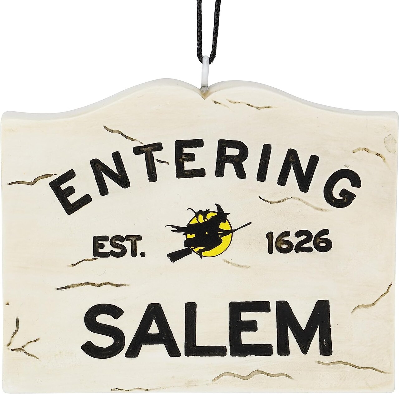 Tree Buddees Entering Salem Sign with Witch Halloween Ornament